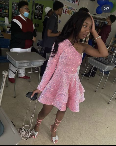 Jr Homecoming Dresses, Dresses For Graduation Middle School, Prom Dresses 5th Grade, Prom Dresses For 5th Grade, 8th Grade Prom Dresses Pink, Pink Sneaker Ball Dresses, Middle School Prom Dresses Short, 8 Grade Formal Dresses, 13 Birthday Dress Ideas