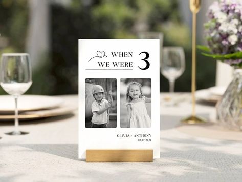 When We Were Age Table Number Template Editable Childhood Picture Sign, Printable Minimalist Photo Wedding Table Decor, Instant Download A2 - Etsy Bulgaria Photo Wedding Table, Photo Table Numbers, Table Number Template, Childhood Pictures, Number Templates, Age Photos, Fun Conversation Starters, Minimalist Photos, Wedding Table Decor