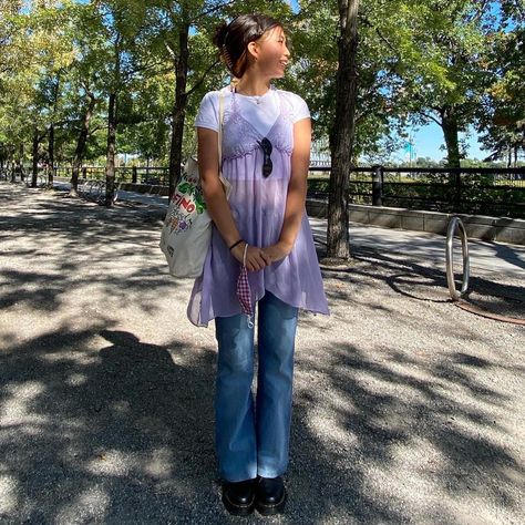 Y2k Dress And Jeans, Jean Under Dress, Fairy Shirt Outfit, Dress Over Pants Outfits Y2k, Jeans And Dress Outfit Y2k, Fairycore Jeans Outfit, Fairy Princess Outfit Aesthetic, Layering Under Dress, Y2k Fairy Aesthetic