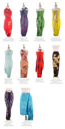 Ways to Wear a Sarong. Genius. - I need this tutorial. I can never figure these darn things out Sarongs Beach Cover Up, How To Tie A Sarong, Sarong Tying, Sarong Dress, Sarong Wrap, Sarong Skirt, Beach Sarong, Beach Wrap, Scarf Tying