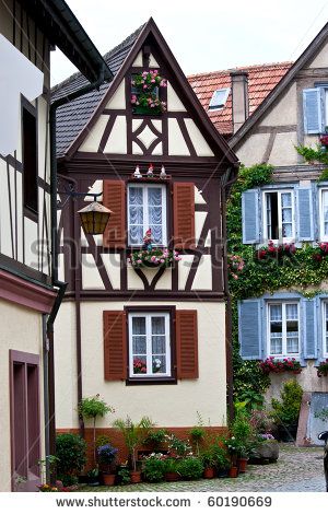 Traditional old German houses with timber framing Old German Houses, German Cottage, German Houses, European Cottage, German Architecture, Casas The Sims 4, Casas Coloniales, Traditional Houses, Tudor House