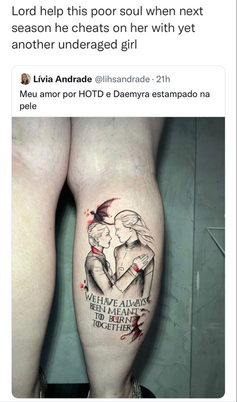 Daemon And Rhaenyra, Targaryen Tattoo, Game Of Thrones Tattoo, Movie Humor, Dragon House, Game Of Thrones Dragons, Game Of Thrones Funny, House Targaryen, House Of The Dragon