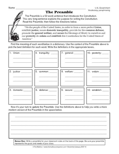 Analyze the words of the Preamble to the US Constitution. Civics Classroom, Constitution Activities, Classroom History, Summarizing Activities, The Preamble, Government Lessons, Teaching Government, 7th Grade Social Studies, Us Constitution