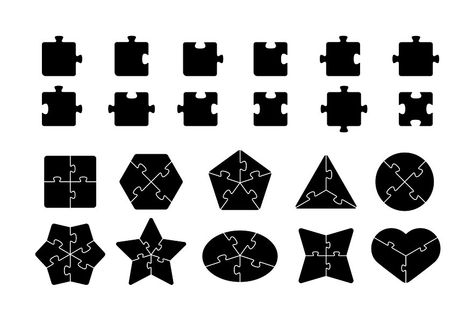 Shapes Template, Geometric Puzzle, Puzzle Tattoos, Puzzle Storage, Template Black, Shapes Images, Adoption Day, Shape Templates, Easy Shape