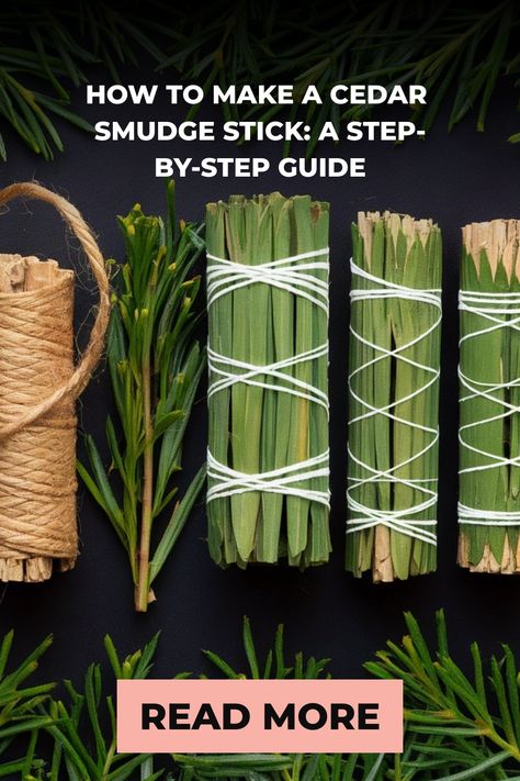 How to make a cedar smudge stick: a step-by-step guide. Read more. Cedar Smudge Sticks, Cedar Smudge, Burning Sage, Spiritual Cleansing, Cedar Trees, Smudge Sticks, One Tree, Sacred Space, Traditional Techniques