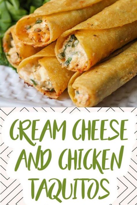 Cream Cheese And Chicken, Taquitos Recipe, Chicken Taquitos, Dinner Recipes For Family, Cream Cheese Chicken, Air Fryer Dinner Recipes, Mexican Food Recipes Easy, Party Appetizer, Air Fryer Recipes Easy