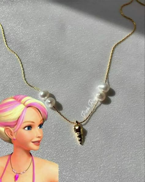 Barbie Jewelry For Women, Barbie Merliah, Barbie Jewerly, Disney Princess Necklace, Barbie Necklace, Disney Princess Jewelry, Shell Mermaid, Barbie Jewelry, Princess Charm School