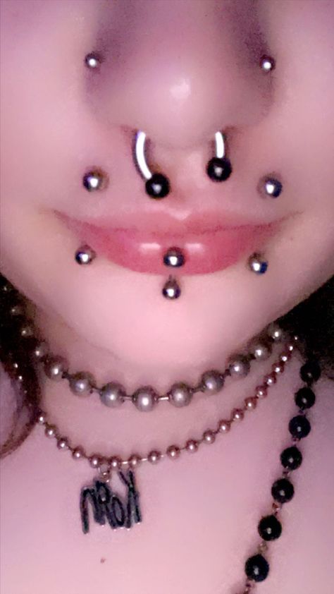 Canine Bites Piercing Aesthetic, Canine Bites, Canine Bites Piercing, Pretty Piercings, Vertical Labret, Piercing Inspo, Piercing Kit, Cool Piercings, Character Board