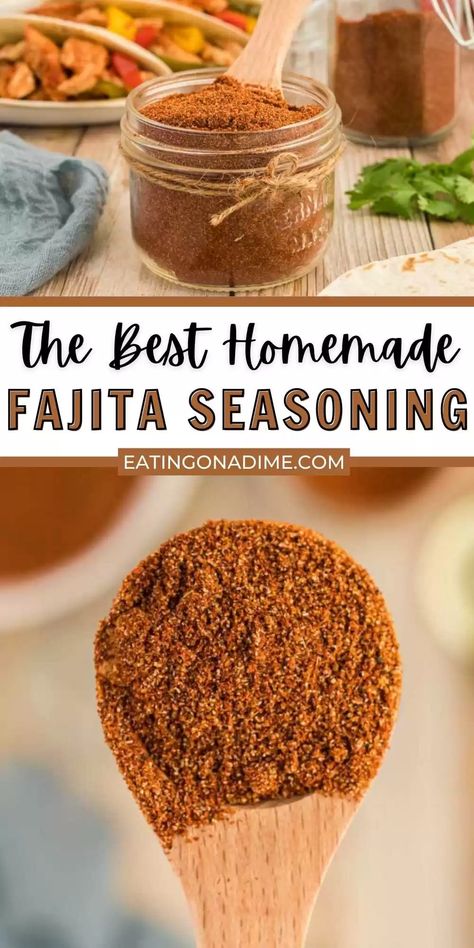 Quick and Simple Fajita Seasoning Recipe - Homemade Fajita Seasoning Diy Marinade, Burrito Seasoning Recipe, Chicken Fajitas Seasoning, Mccormick Spice, Chili Seasoning Recipe, Easy Homemade Chili, Fajita Seasoning Recipe, Fajita Mix, Fajita Seasoning Mix