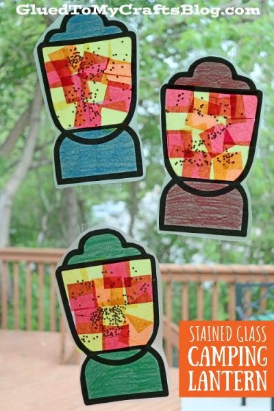 Camping Lantern Craft, Stained Glass Camping, Camping Crafts Preschool, Camping Preschool, Camping Theme Preschool, Camping Crafts For Kids, Aesthetic Camping, Camping Classroom, Camping Theme Classroom