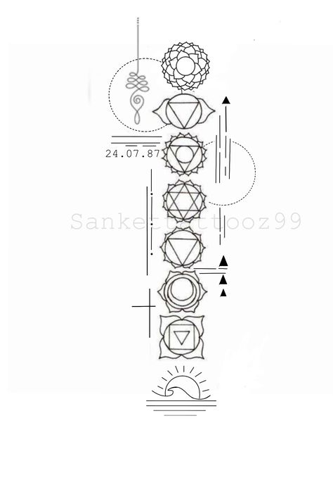 Seven Chakras Tattoo Design, 7 Chakras Tattoo Small, Om Chakra Tattoo, Buddism Tattoo Ideas, Chakra Tattoo Design, 7 Chakras Tattoo, Chakras Tattoo, Hindi Script, F Tattoo