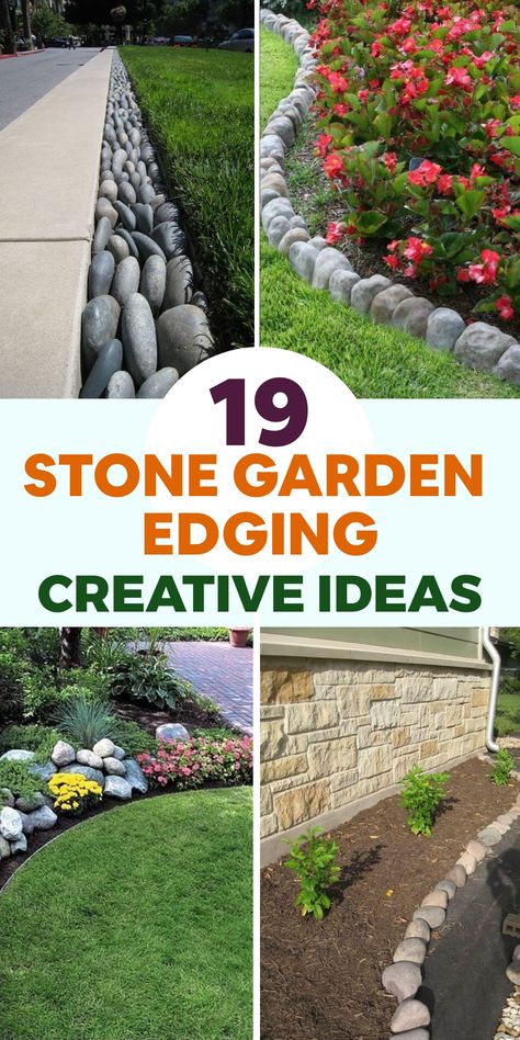 Elevate the allure of your outdoor oasis by incorporating these delightful stone garden edging concepts. Transform your garden beds, pathways, and borders with natural stones to infuse a sense of sophistication and organization into your landscape. Let creativity flourish as you curate a harmonious and refined aesthetic that resonates with the rest of your outdoor design scheme. Explore the endless possibilities within stone garden edging and bring elegance to every corner of your garden space. Stone Garden Edging, Garden Edging Stones, Landscape Edging Stone, Rock Planters, Edging Stones, Tiny Backyard, Plastic Bottle Planter, Stone Edging, Stacked Stones