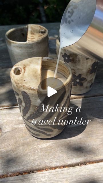 Ruth on Instagram: "🤍make a travel tumbler/to-go cup with me! side note, how amazing is this dark clay?  • #potterytips #pottery #ceramics #ceramicart #potteryprocess #potterystudio #wheelthrowing" Ceramic Coffee Tumbler, How To Make Ceramic, Sculpting Ideas, Clay Cup, Pottery Videos, Diy Ceramic, Ceramic Tumbler, Pottery Gifts, Ceramic Techniques