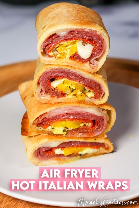 Easy Air Fryer Hot Italian Wraps Italian Wraps, Pomegranate Desserts, Banana Peppers, Air Fried Food, Air Fryer Oven Recipes, Airfryer Recipes, Deli Style, Air Fry Recipes, Lost 100 Pounds