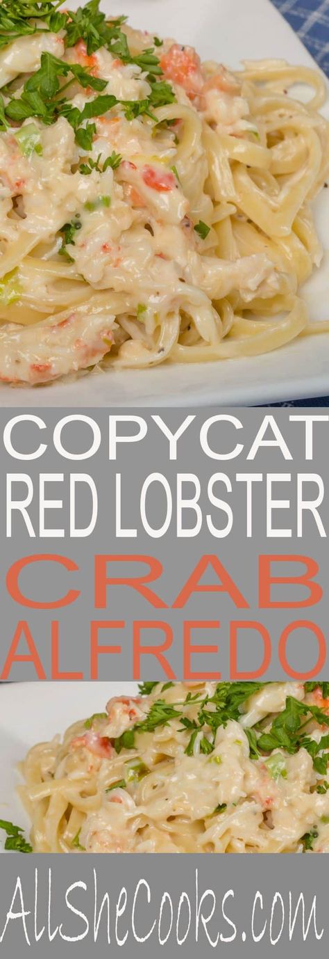 Copycat Red Lobster Crab Alfredo Lobster Alfredo, Crab Alfredo, Copycat Red Lobster, Easy Alfredo, Crab Meat Recipes, Crab Dishes, Alfredo Sauce Recipe, Lobster Recipes, Easy Cream