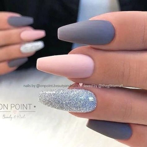 Cute Neutral Nails, Grey Acrylic Nails, January Nails, Winter Nails Acrylic, Simple Acrylic Nails, Fall Acrylic Nails, Christmas Nails Acrylic, Summer Acrylic Nails, Trim Nails