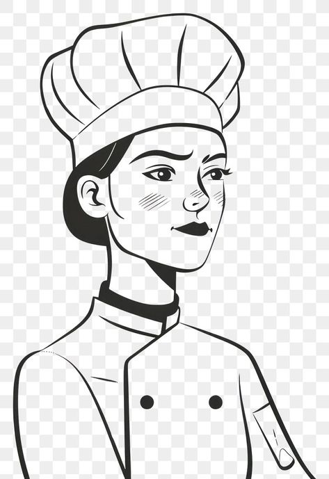 Female Chef Drawing, Chef Drawing, Black Chef, Female Illustration, Female Chef, Chef Hat, Chefs Hat, Cartoon Faces, Bullet Journal Ideas Pages