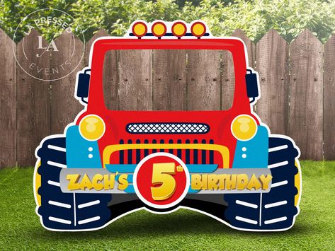 Diy Monster Truck Photo Prop, Monster Truck Cutouts, Monster Truck Photo Prop, Monster Truck Photo Booth, Truck Photo Booth, Truck Theme Party, Festa Monster Truck, Birthday Monster Truck, Truck Photo