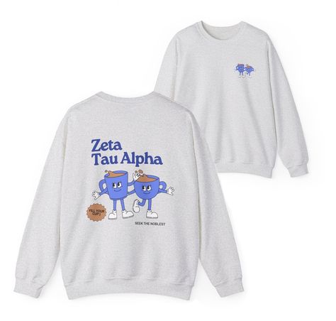 Our cute new coffee cup sorority crewnecks are here!! Available in 2 colors for all 5 of our sororities! Chi Omega Sweatshirt, Alpha Omicron Pi, Kappa Delta, Chi Omega, Sweatshirt Designs, Heavy Fabric, Cut And Style, Unisex Sweatshirt, San Jose