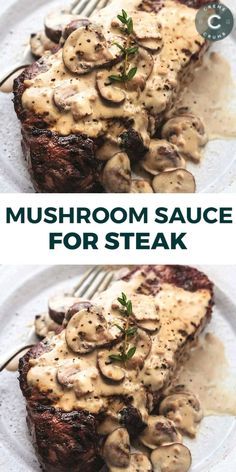 Mushroom Sauce For Steak, Steak Diane Recipe, Steak Toppings, Sauce For Steak, Steak Sauce Recipes, Steak Diane, Makanan Italia, Mushroom Sauce Recipe, Bumbo