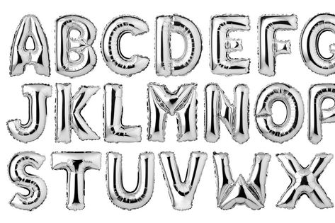 Balloon Letters Font, Balloon Typography, Font Wallpaper, Silver Typography, Font Writing, Balloon Font, Balloon Alphabet, Bubble Letter Fonts, Silver Balloons