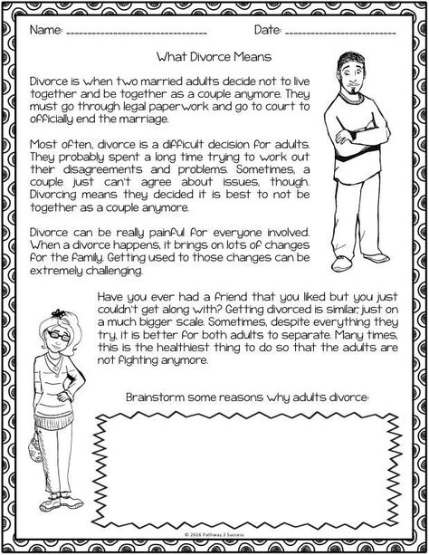 FREE divorce materials and worksheets to help kids and young adults coping with a divorce in the family. Robert Montgomery, Divorce Mediation, Gary Sinise, Divorce Help, Howard Hughes, Social Emotional Learning Activities, Thomas Doherty, Learning Support, School Social Work