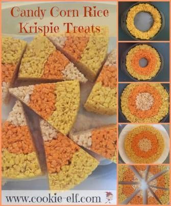 Candy Corn Rice Krispie Treats, Buffet Halloween, Biscuits Halloween, Halloween Rice Krispie Treats, Homemade Rice Krispies Treats, Dessert Halloween, Corn Rice, Treats Halloween, Krispie Treats Recipe