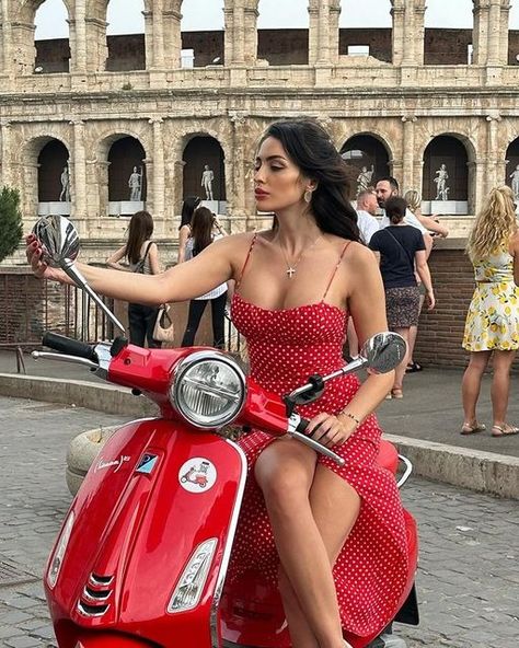 Have a good weekend 🛵🥰 - {~Vespa Pin_Up Lambretta Pin_Up CaZar~} | Facebook Custom Vespa, Vespa Girl, Lambretta Scooter, Piaggio Vespa, Polka Dots Fashion, Vespa Lambretta, Scooter Girl, Have A Good Weekend, Good Weekend