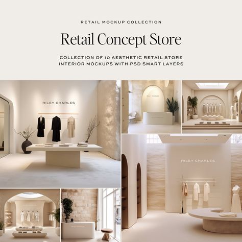 Boutique Interior Minimalist, Store Design Minimalist, Boutique Showroom Design, Women Store Design, Furniture Shop Interior Design, Minimalist Retail Design, Luxury Retail Store Interior Design, Party Store Design, Minimal Store Design