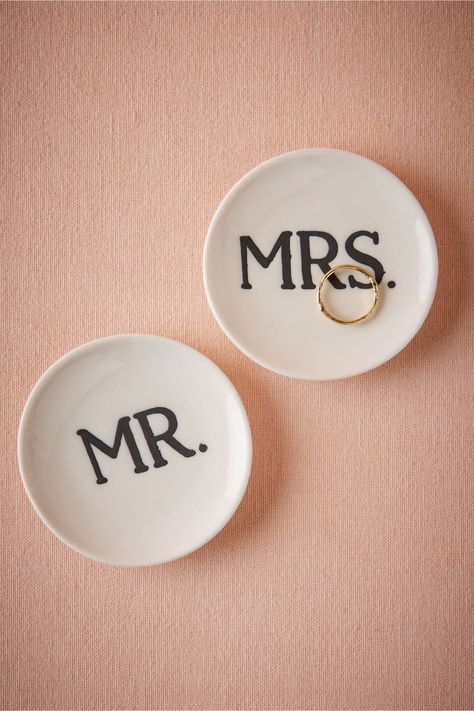 Mr & Mrs Ring Dishes from BHLDN His And Hers Jewelry, Mrs Ring, Bridesmaid Dresses Formal, Wedding Dresses Bridesmaids, Groom And Groomsmen Attire, Ring Dishes, Flower Girl Baskets, Anthropologie Wedding, Ring Bearer Pillows