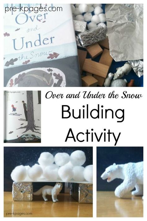 Winter book STEM activity for preschool. Use the book Over and Under to explore prepositions with a fun arctic, winter theme twist! Over And Under The Snow, Snow Building, Arctic Animals Preschool, Winter Theme Preschool, Stem Activities Preschool, Activity For Preschool, Winter Activities Preschool, Snow Theme, Snow Activities