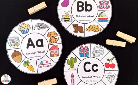 abc learning activity - clip cards Letter Wheel Free Printable, Letter Clip Cards, Alphabet Sequence Activities, Alphabet Wheels Free, Montessori Letter Sounds Free Printable, Alphabet Wheel Free Printable, Beginning Sound Clip Cards Free Printable, Alphabet Clip Cards Free Printable, Letter Sound Picture Cards Free