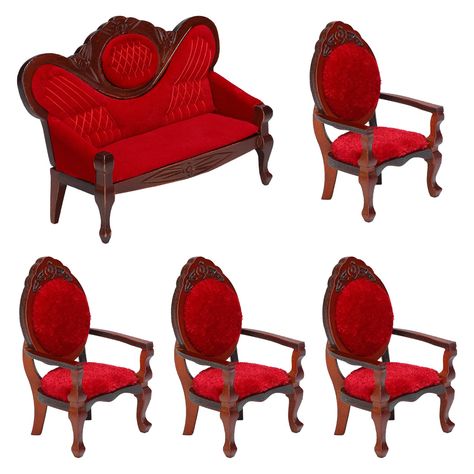 PRICES MAY VARY. Items Sent to You: there are a total of 5 pieces of dollhouse furniture, including 1 piece of vintage red wooden carved couch and 4 pieces of wooden carved single sofa chairs, a complete set can better decorate your doll house, make it more warm and beautiful Quality Material Selection: these miniatures dollhouse accessories are crafted with sturdy wood and soft cotton pads, with nice workmanship, safe and serviceable to use, not easy to break or fade, can support your multiple Carved Sofa, Miniature Dollhouse Accessories, Red Armchair, Red Couch, Sofa Chairs, Miniature Dollhouse Furniture, Single Sofa Chair, Victorian Dolls, Vintage Sewing Machine