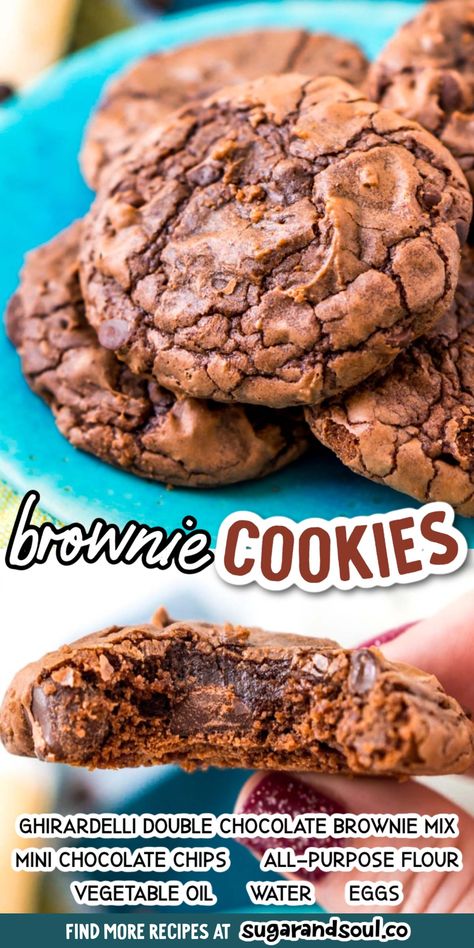 Ghirardelli Brownie Mix Cookies, Brownie Cookies From Mix Boxes, Ghirardelli Brownie Mix, Chewy Fudge, Brownie Mix Recipes, Healthier Baking, Staple Recipes, Patty Cakes, Brownie Mix Cookies