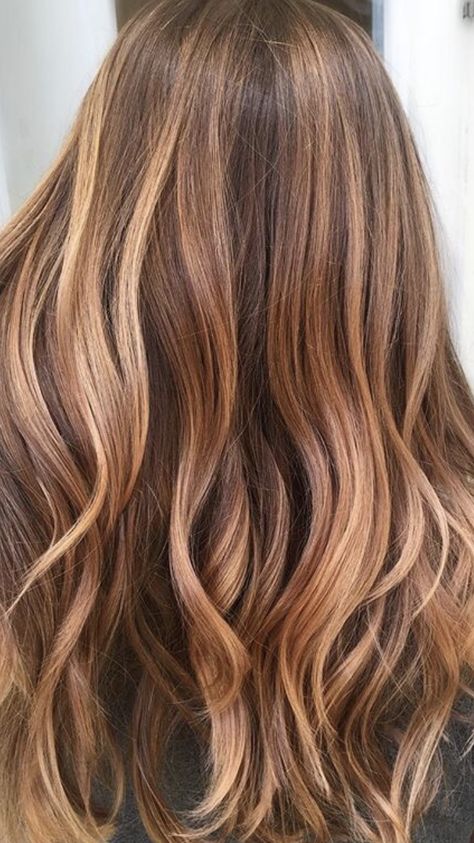 Summer 2024 Balayage, Golden Brown Balayage Brunettes, Gold Baylage Hair, Strawberry Blonde Highlights On Brunette, Light Brown Hair With Auburn Highlights, Warm Blonde Balayage On Brown Hair, Subtle Copper Balayage, Gingerbread Caramel Hair Color, Warm Honey Brown Hair