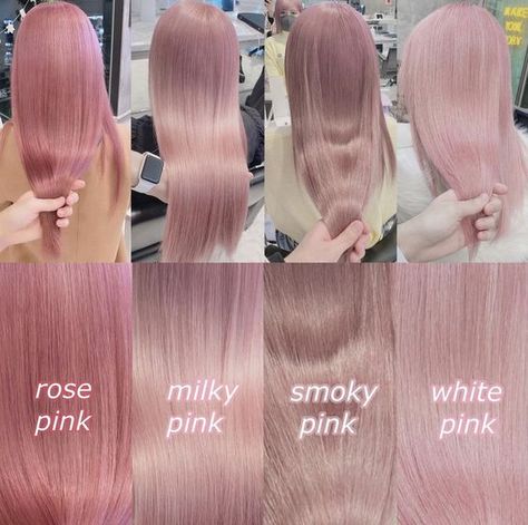 Korean Hairstyle Color Hair Dye, Best Hair Dye Colors For Blondes, Taro Hair Color, Blonde Hair With Pink Highlights Pastels, Light Dyed Hair Colors, Pink Lemonade Hair Color, Very Light Pink Hair, Milk Tea Hair Color Pink, Pink Light Hair