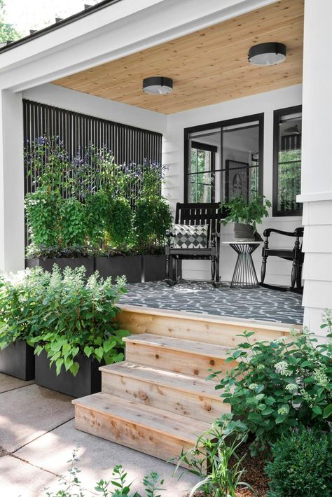 Modern Front Porch Decor, Patio Renovation, Modern Front Porches, Modern Porch, Nordic House, River Cottage, Porch Flooring, Architectural Models, Cork Flooring