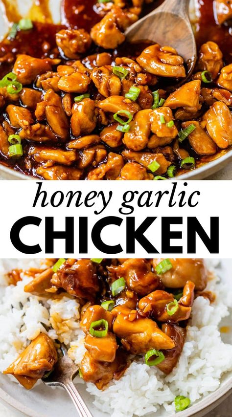 Honey Chicken Recipe, Sticky Sauce, Cibo Asiatico, One Skillet, Honey Chicken, Chicken Bites, Honey Garlic Chicken, Health Dinner Recipes, Chicken Dishes Recipes