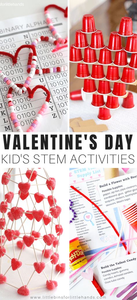 Valentines Day Stem Activities, Hands On Science Activities, Valentines Day Stem, Valentine Stem Activities, Valentine Stem, Valentines Bricolage, Science Experiments For Kids, Valentinstag Party, Experiments For Kids