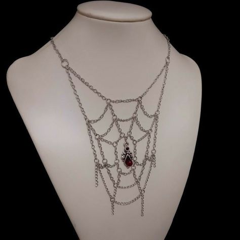 Gothic Beaded Jewelry, Gothic Jewelry Diy, قلادات متدلية, Gothic Choker, Spider Necklace, Chainmail Jewelry, Diy Jewelry Necklace, Common Thread, Chain Maille Jewelry