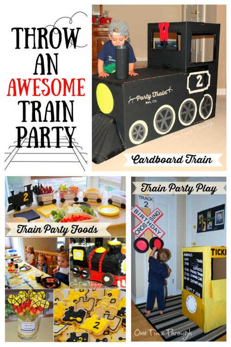 Trains Birthday Party Decorations, 3rd Birthday Party Train Theme, Trains 3rd Birthday, 4th Train Birthday Party, Thomas The Train Birthday Party Activities, Train Theme Birthday Party Activities, Train Theme Bday Party, 2nd Bday Train Theme, Birthday Train Ideas