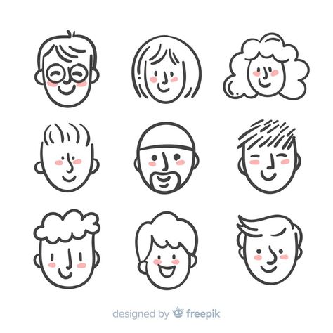 Hand drawn people avatar collection Illustration Art Style, People Avatar, Drawn People, Portrait Illustrator, Face Doodles, Doodle People, 심플한 그림, Sketch Note, Drawing Cartoon Faces