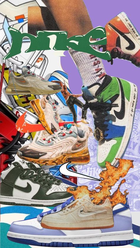 #nikeaesthetic #nikedunks #newcreator #firstshuffle #famousart Sneaker Background, Shoe Wallpapers, Sneakerhead Room, 3d Wallpaper Iphone, One Punch Man Anime, Vintage Poster Design, Nike Wallpaper, Cover Art Design, Art Wallpaper Iphone