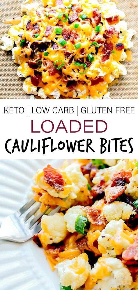 Loaded Cauliflower Bites, Carb Free Snacks, Side Dishes For Salmon, Loaded Cauliflower, Carb Alternatives, Cauliflower Bites, Low Carb Sides, Low Carb Side Dishes, Low Carb Vegetables