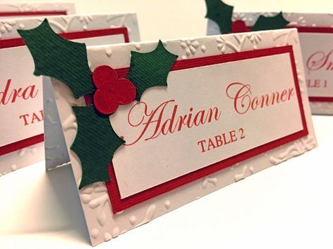 Table Cards Christmas, Christmas Table Cards, Table Card Ideas, Christmas Name Place Cards, Christmas Food Labels, Christmas Place Card Holders, Place Cards Christmas, Place Tags, Place Name Cards