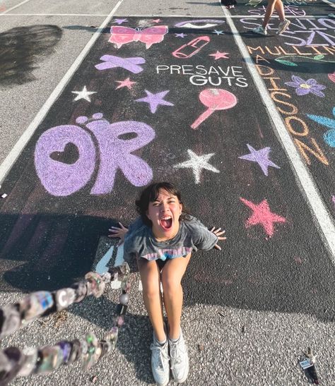 Senior Year Parking Spot, Parking Spot Painting, Olivia Lyrics, Spot Painting, Olivia + Core + Aesthetic, Sleepover Things To Do, Parking Spot, Mexican Girl, + Core + Aesthetic