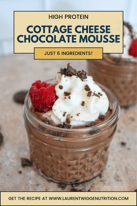 Cottage Cheese Chocolate Mousse — Lauren Twigge Nutrition Protein Snacks Cottage Cheese, Chocolate Cottage Cheese Mouse, Whipped Chocolate Cottage Cheese, Cottage Cheese Chocolate Moose, Cottage Cheese Moose, Chocolate Cottage Cheese Mousse, Cottage Cheese Mousse Recipe, Cottage Cheese Mouse, Cottage Cheese Chocolate Mousse