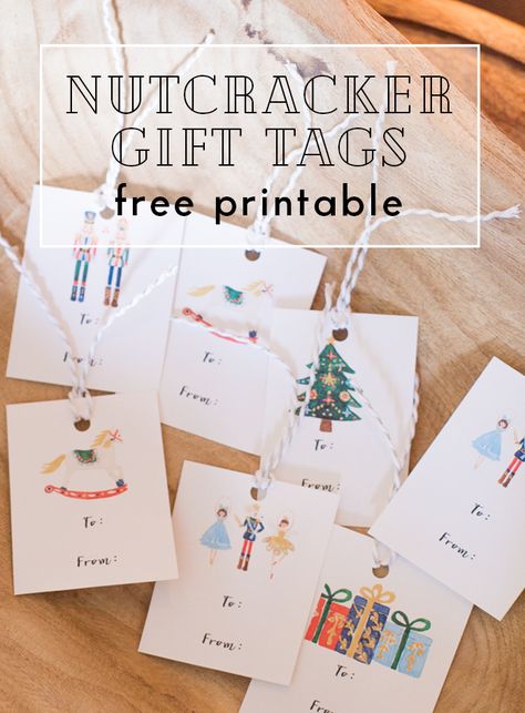 Free Nutcracker Printable Set - notecards, art print, and gift tags #Christmas #Holiday #Christmasprintable #printable Nutcracker Gift Tags Free Printable, Nutcracker Free Printables, Diy Christmas Gift Tags Cricut, Christmas Tag Printable Free, Nutcracker Tags, Nutcracker Gift Tags, Kids Christmas Tags, Nutcracker Printable, Free Printables Christmas