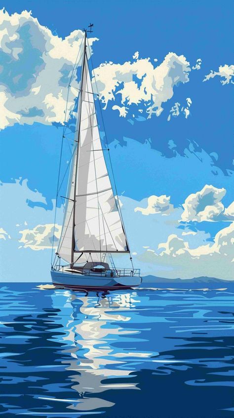 3d Beach Art, Aesthetic Drawing Ideas, Drawing Ideas Aesthetic, Sailing Theme, Africa Art Design, Boat Illustration, Explore Aesthetic, Boat Drawing, Boat Wallpaper