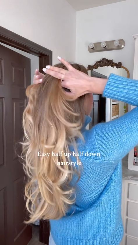 Easy Half-Up, Half-Down Hairstyle Tutorial for Beginners Simple Half Up Half Down Hair Bridesmaid, Half Up Half Down Easy Wedding Hair, Easy Half Up Half Down Hairstyles With Claw Clip, Easy Elegant Hairstyles Half Up, Messy Hairstyles Half Up Half Down, Long Hairstyles For Fine Hair Half Up, Simple Hair Half Up Half Down, Half Up Edgy Hairstyles, Half Up Pony Tutorial